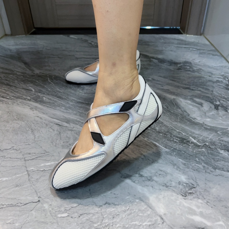 超级舒服网面羊皮内防滑鞋底绑带单鞋圆头平底鞋女鞋休闲鞋芭蕾鞋 - 图1