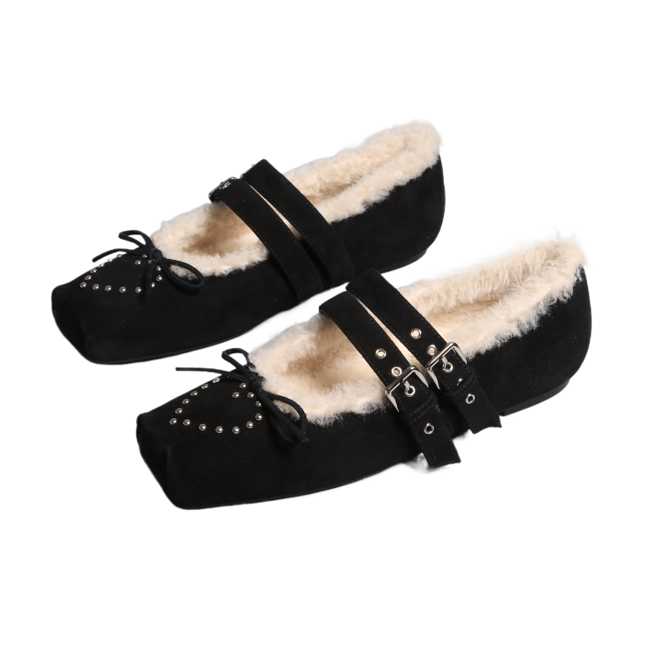 巴黎 保暖流行舒服羊磨砂皮羊皮毛一体女平底鞋单鞋玛丽珍鞋,淘宝优惠券,粉丝福利购,淘宝优惠卷