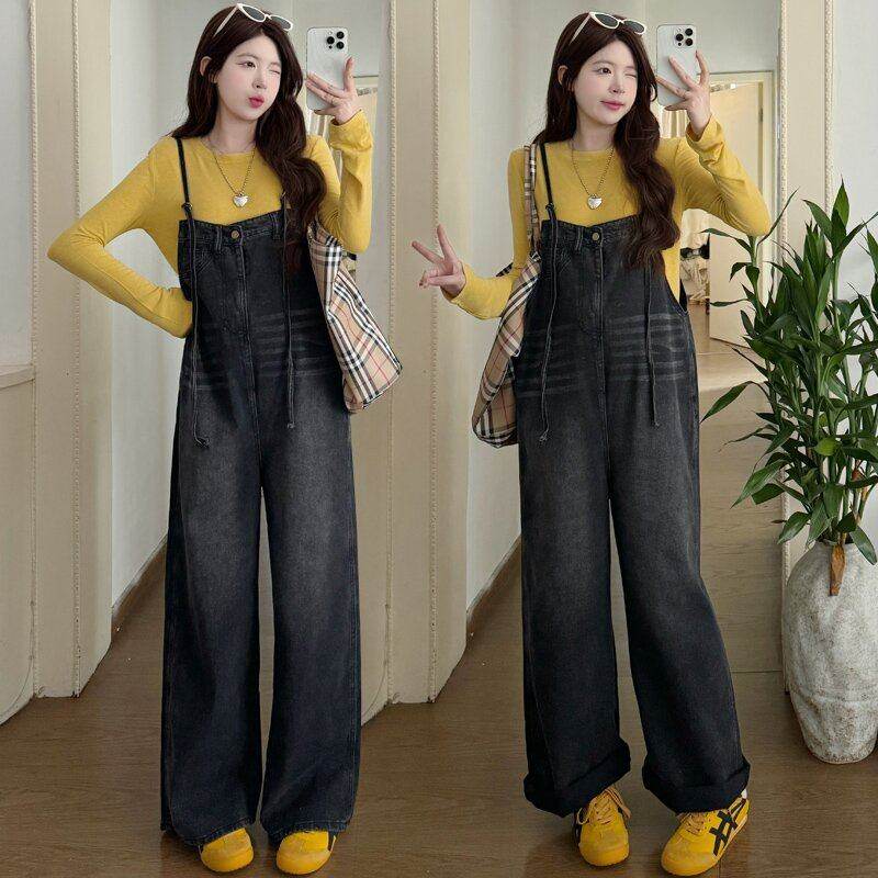 孕妇春装套装2026新款孕期穿搭打底衫牛仔阔腿背带裤子春季两件套,淘宝优惠券,粉丝福利购,淘宝优惠卷