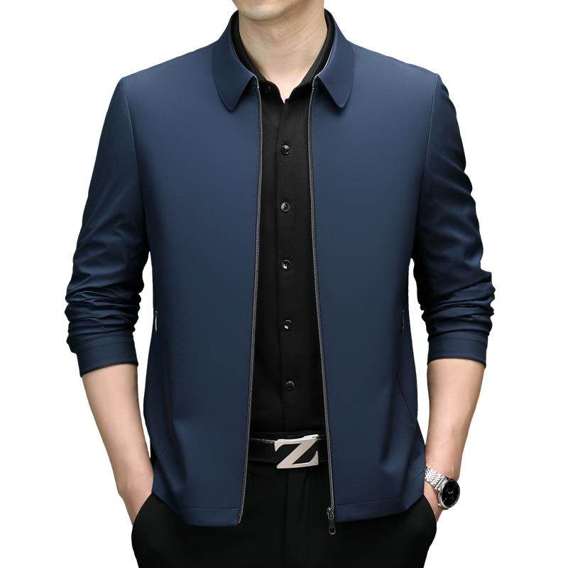 秋新款男装翻领夹中年商克休8799-C-P闲爸爸务装外套桑蚕季丝茄克,淘宝优惠券,粉丝福利购,淘宝优惠卷