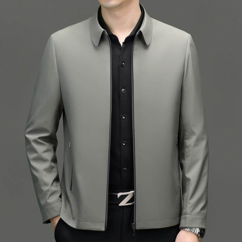 秋新款男装翻领夹中年商克休8799-C-P闲爸爸务装外套桑蚕季丝茄克,淘宝优惠券,粉丝福利购,淘宝优惠卷