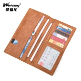 Длинный тонкий бумажник, тонкая сумка с петлей на руку для отдыха, кошелек, из натуральной кожи, длина макси, бизнес-версия