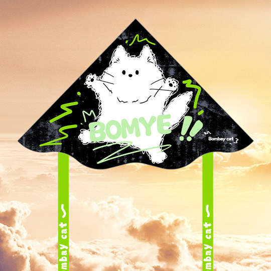 BOMYE猫风筝 带线轮套装潍坊卡通微风易飞儿童大人手持 到手可飞