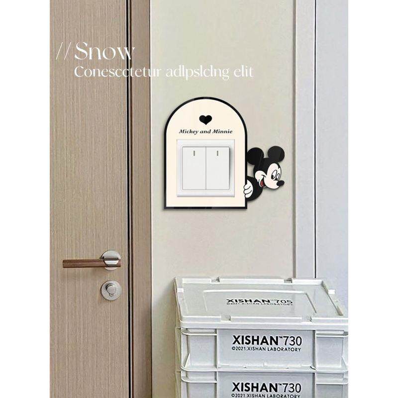 可爱米奇开关贴现代简约家用开关边框套高级感插座装饰墙贴保护套 - 图1