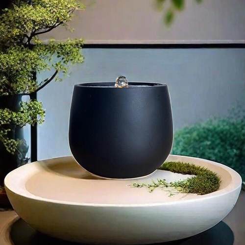 现代轻奢流水摆件喷泉循环水景家居办公桌面招财水钵送礼禅意摆件 - 图0