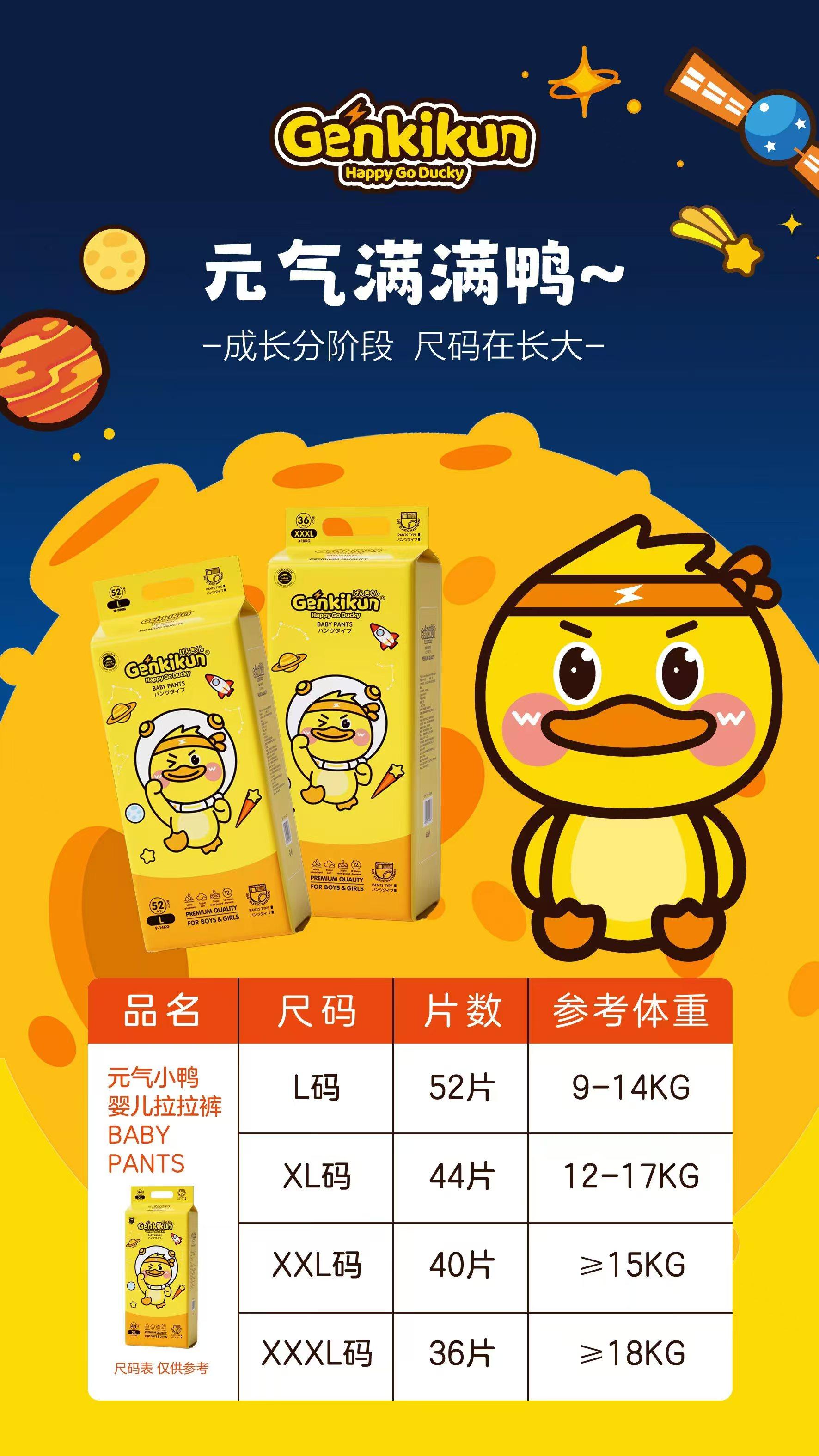 小黄鸭纸尿裤Genkikun婴儿宝宝全包臀元气鸭拉拉学步成长裤薄尿片,淘宝优惠券,粉丝福利购,淘宝优惠卷