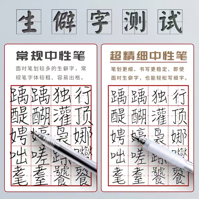 晨光优品新研发低重心按动中性笔0.38黑色学生用精细尖锥ST笔尖0.5细笔划黑水笔考试签字笔按动笔芯st笔头 - 图3