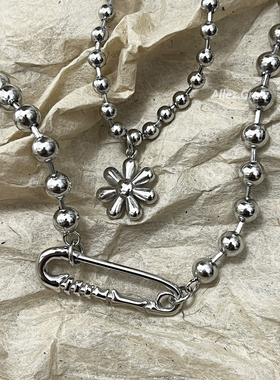 钛钢项链男款小众设计花朵
