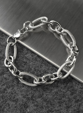 男生钛钢街头粗款手链