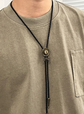 合金皮绳男生复古美式皮绳项链