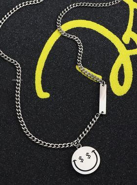 钛钢钛钢男女通用表情笑脸项链