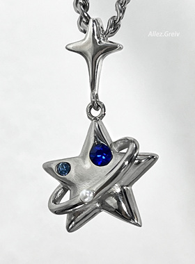 钛钢钛钢男生星系设计项链