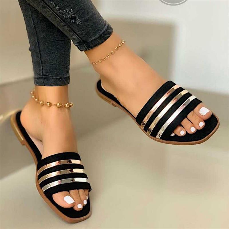 2024 women flat sandals ladies beach slippers plus size 43鞋 - 图0