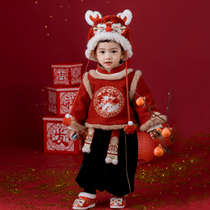 Childrens new winter thickened New Year clothes New Year clothes Mens clothes Mens Baolong Lunar New Years autumn Winter State Wind Tang Costume Boys Chinese New Year Clothes