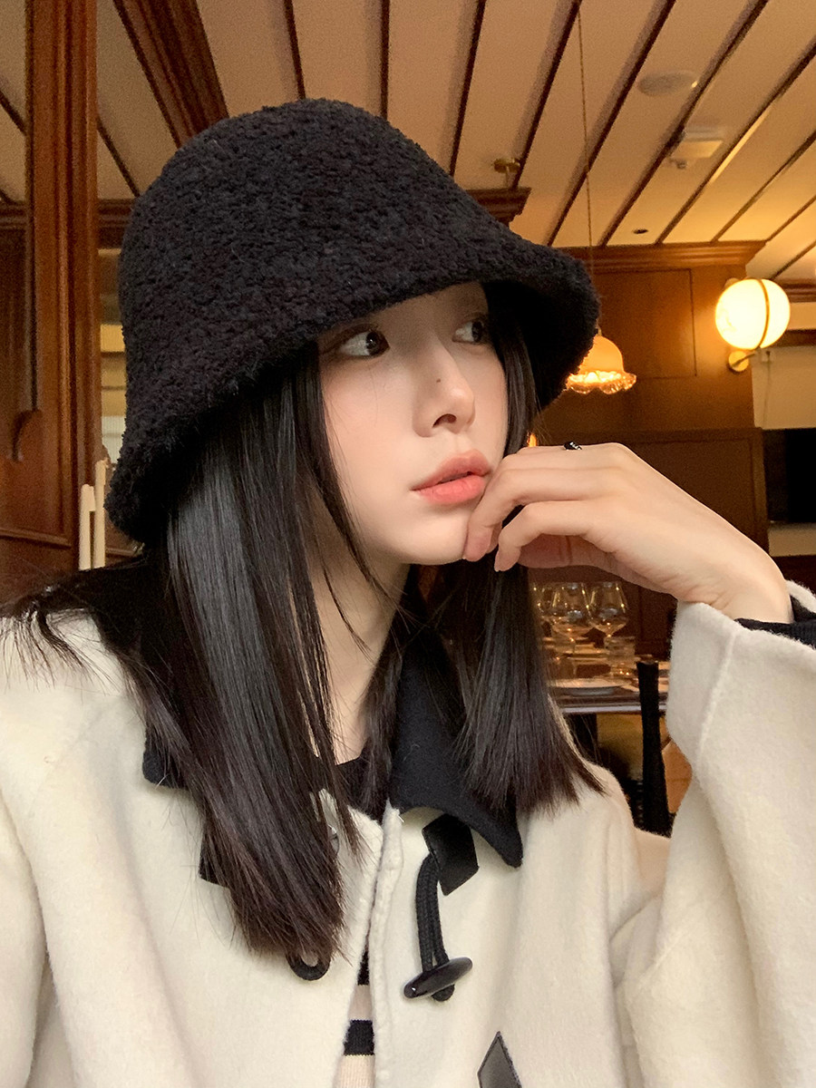 藤姐同款帽子女款2025新款纯色渔夫帽秋冬保暖羊羔毛绒帽水桶盆帽,淘宝优惠券,粉丝福利购,淘宝优惠卷