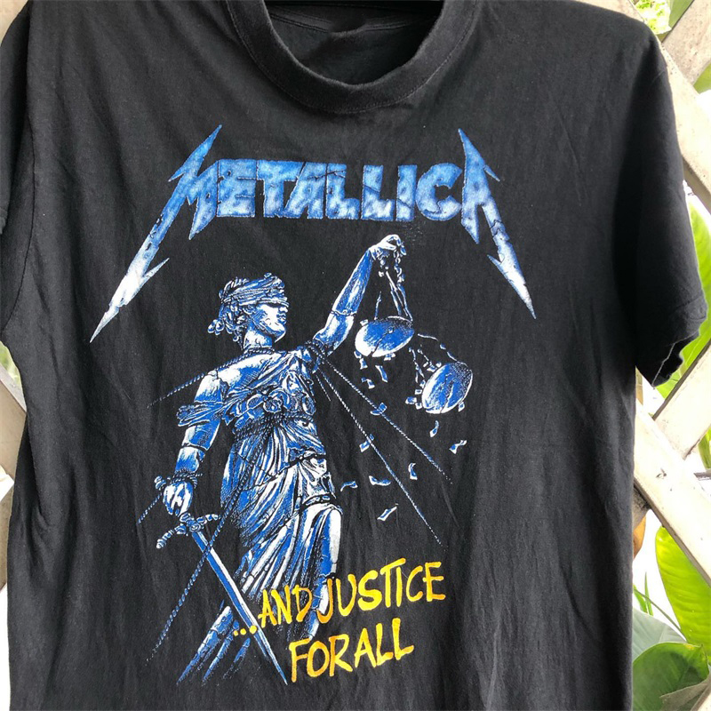 Metallica乐队vintage复古短袖美式街头chic摇滚宽松纯棉质感T恤 - 图1