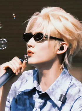 周柯宇同款蹦迪痞帅墨镜小框黑色猫眼太阳镜男时尚防紫外线韩版潮