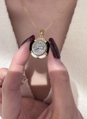 UMI家·轻珠宝/S925银镀真金·黑玛瑙彼得兔古币美式复古轻奢吊坠