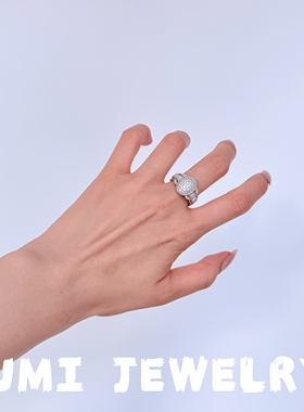 UMI家·轻珠宝/S925银镀k金·中古表带戒指满钻chill轻奢高级感