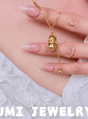 UMI家·轻珠宝/S925银镀k金碎冰冰龙鳞片葫芦流速吊坠项链高级感