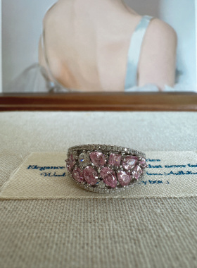 UMI家·轻珠宝/S925银镀金·摩根粉钻排满钻女戒ins甜美减龄戒指