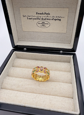 UMI家·轻珠宝/S925银镀k金国潮新中式珐琅彩紫水晶古韵渐变戒指