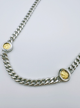 UMI家·轻珠宝/S925银镀金·雅典娜古巴链古币项链钱币多色颈链