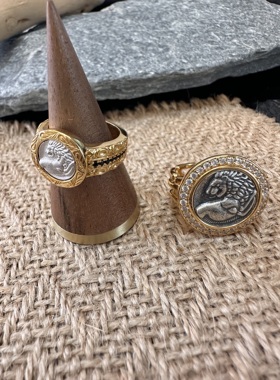 UMI家·轻珠宝/S925银镀24k金·回首狮古币vintage复古轻奢戒指