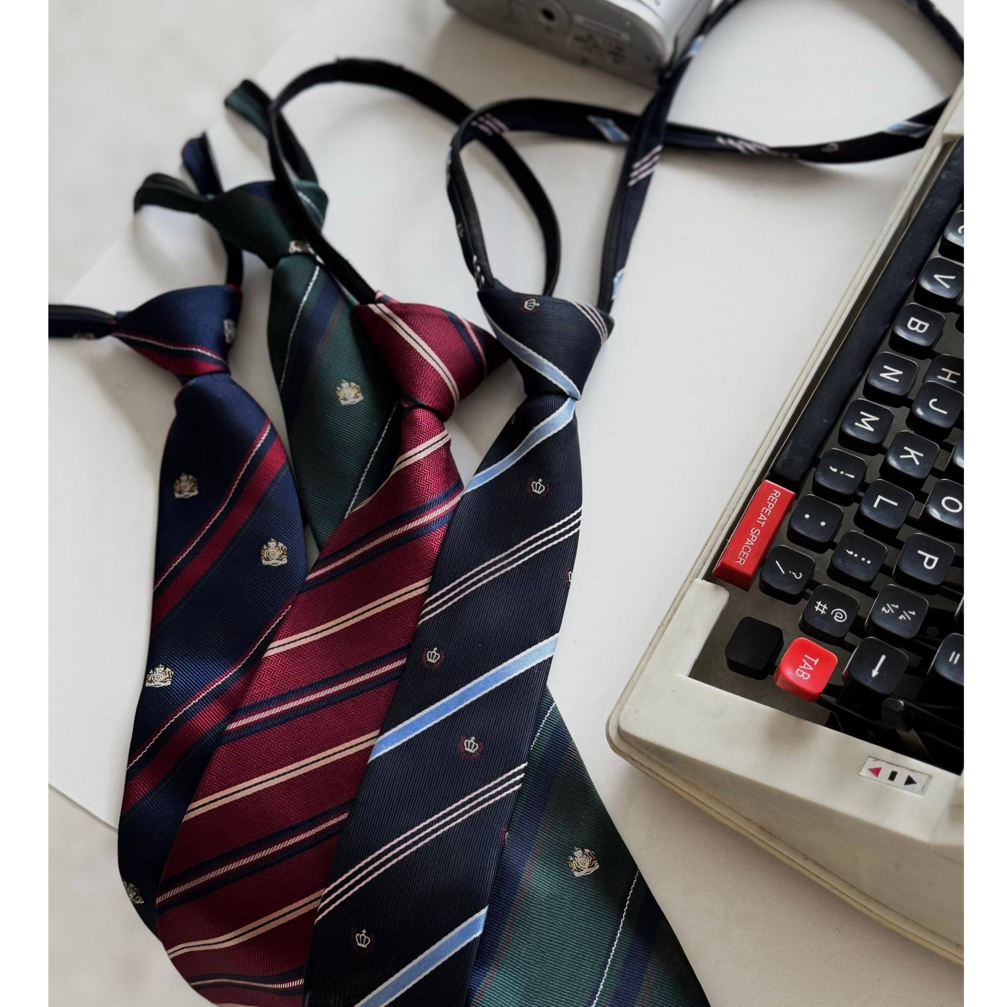 ONEARTS藏青色美式复古条纹免打拉链款学院风日系JK领带百搭配饰,淘宝优惠券,粉丝福利购,淘宝优惠卷