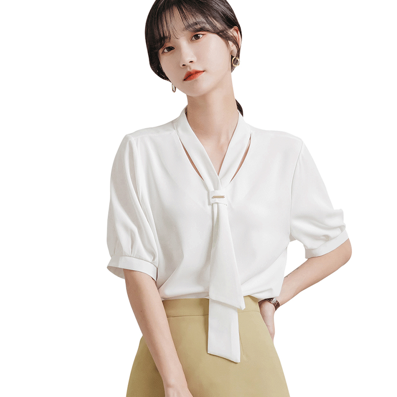 爱雅蜜旗舰店夏季雪纺衬衫女装夏装年新款潮流短袖上衣服洋气小衫时尚气质3