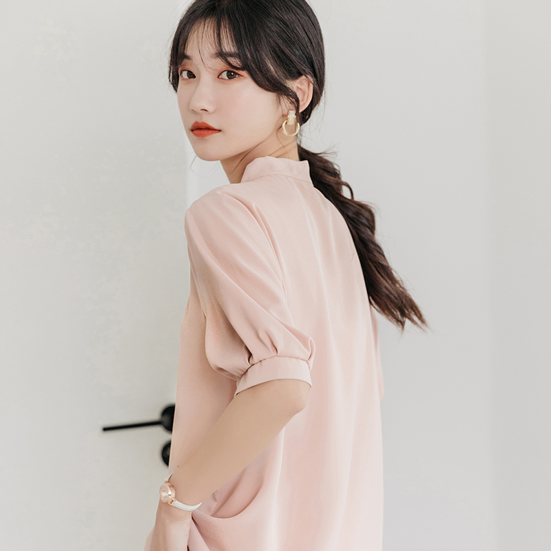 爱雅蜜旗舰店夏季雪纺衬衫女装夏装年新款潮流短袖上衣服洋气小衫时尚气质2