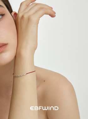 EBFWIND 节节高 新中式设计感S925银竹节新年红色手工编绳手链