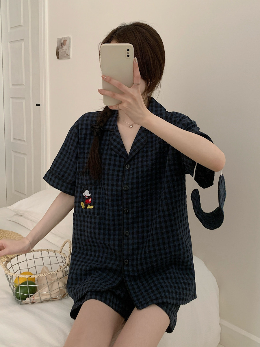 卡通米奇梭织棉纱睡衣女夏季薄款网红ins柔软透气夏天家居服套装,淘宝优惠券,粉丝福利购,淘宝优惠卷