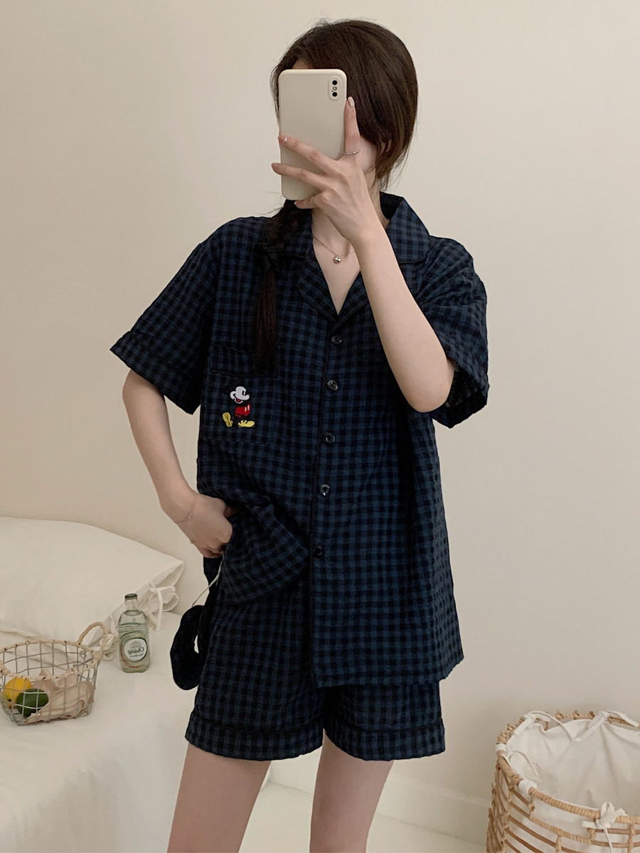 卡通米奇梭织棉纱睡衣女夏季薄款网红ins柔软透气夏天家居服套装,淘宝优惠券,粉丝福利购,淘宝优惠卷