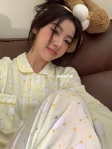 Cartoon Small Penguin Long Sleeve Pyjamas Woman Spring Autumn Style Net Red Wind Fall Students Can Wear Home Two Suits