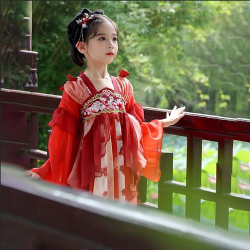 中秋女童汉服春秋中国风新款儿童装超仙古装春款女孩古风唐装裙子 - 图2