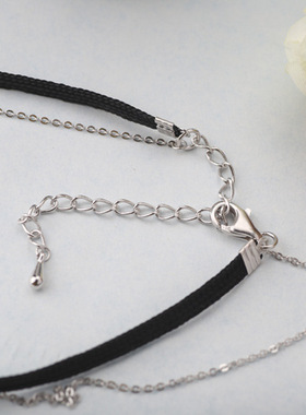 S925纯银原宿风日韩国双层锆石