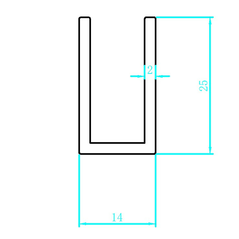 铝合金u型槽14x25x2U型铝条铝合金U型条铝型材导轨铝合金型材槽铝 - 图2