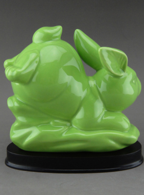 陶瓷摆件招财绿色工艺品包邮