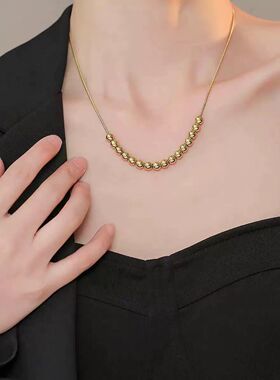 【钛钢不掉色】转运珠小金豆豆多颗圆珠子时来运转高级蛇骨项链