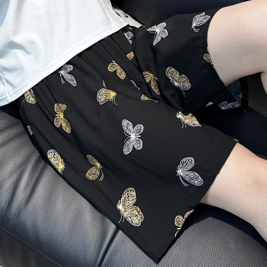 夏季可外穿棉绸睡裤女韩版宽松绵绸居家人造棉人棉家居短裤夏天薄