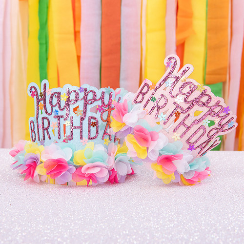 金色璀璨公主系列女宝宝女孩子生日派皇冠装饰帽子主角帽生日发箍 - 图1