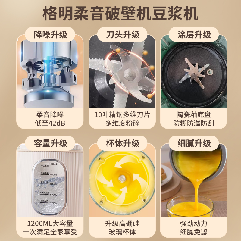 Geming small wall breaker fully automatic light sound soy milk machine