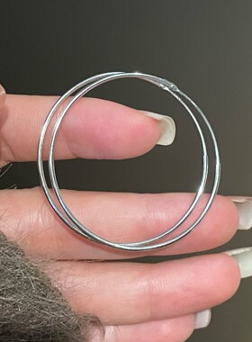S925纯银素圈耳环耳圈小众设计感复古简约基础款耳环高级感