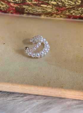 耳夹珍珠串珠三层无耳洞耳骨夹小众简约高级感耳环个性设计感耳饰