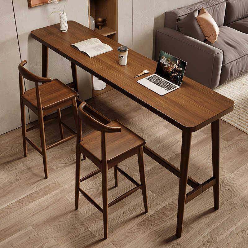 实木吧台桌椅组合简约办公吧台式餐桌家用小户型客厅靠墙高脚桌子,淘宝优惠券,粉丝福利购,淘宝优惠卷