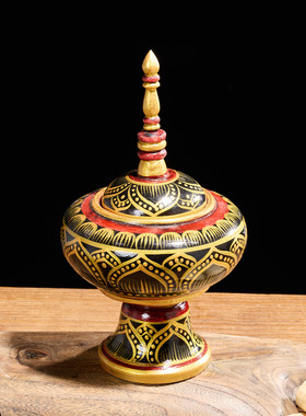 泰式实木金箔收纳盒家居客厅