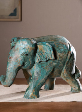 泰国木雕工艺品大象摆件复古摆设