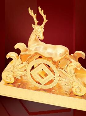 爆款2026马年李居明吉祥物鹿王镇摆件正南五黄位吉祥摆设赤马红年