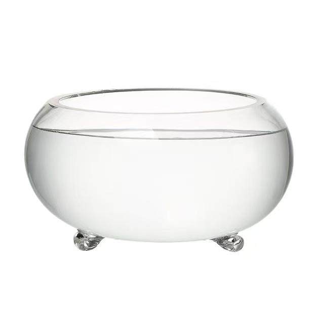 特价创意透明玻璃三爪圆形鱼缸桌面客厅乌龟缸大号加厚金鱼缸招财,淘宝优惠券,粉丝福利购,淘宝优惠卷